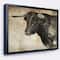 Designart - Spanish Bull Sketch - Animal Art On Canvas in Black Frame